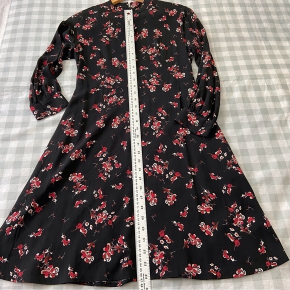 Velvet by Graham & Spencer Juliet printed dress black red long sleeves floral XS - Picture 9 of 16